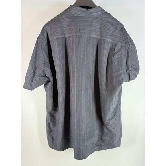 Van Heusen Short Sleeve Button Up Shirt, Black/Charcoal, Men's Size XXL - Picture 6 of 10